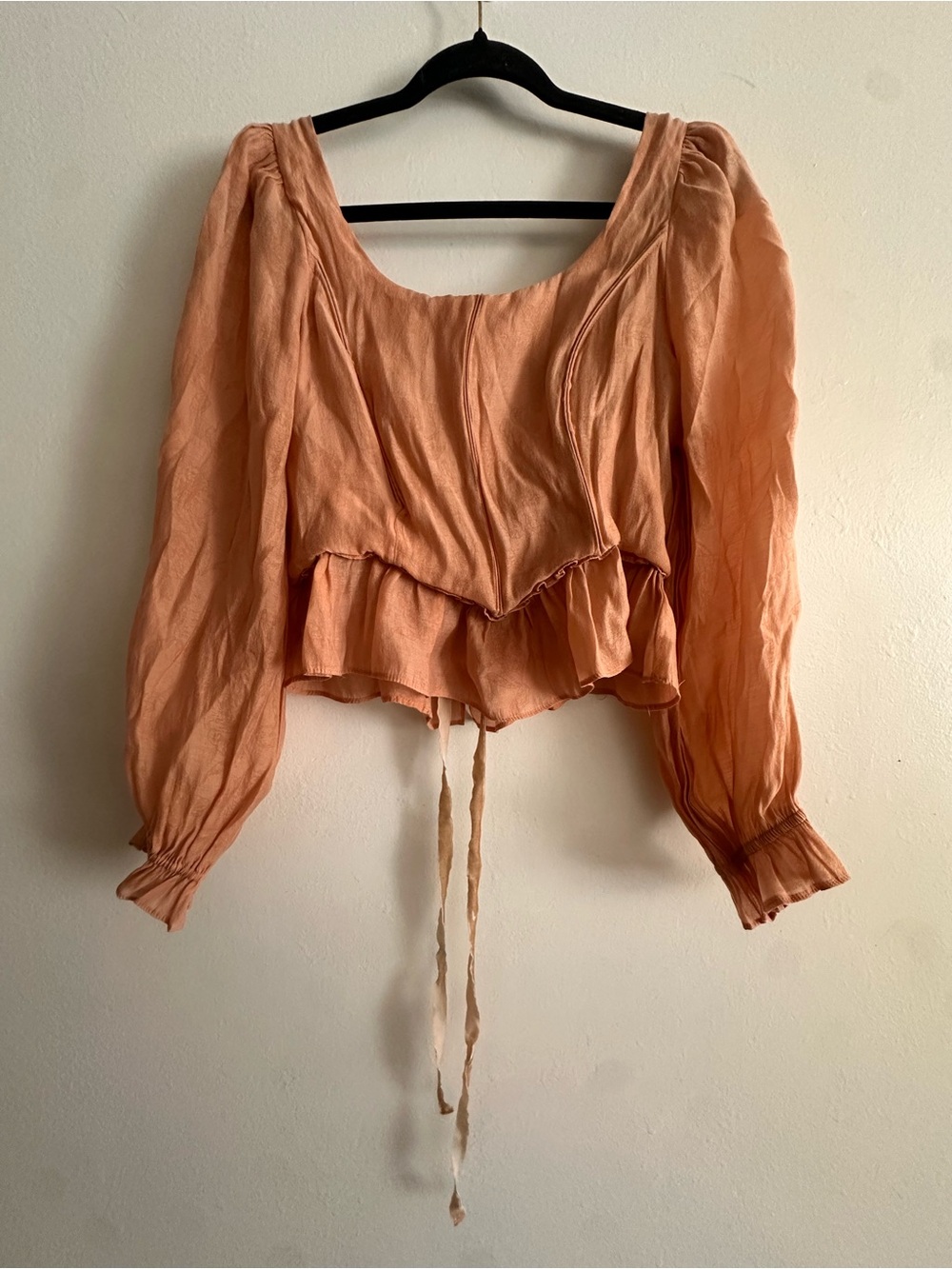 Boho Peach Ruffle Peplum Women's Top